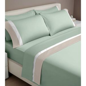 Completo IPERSAN doppia balza RASO Bordo RASO Panna/Bianco fondo Salvia