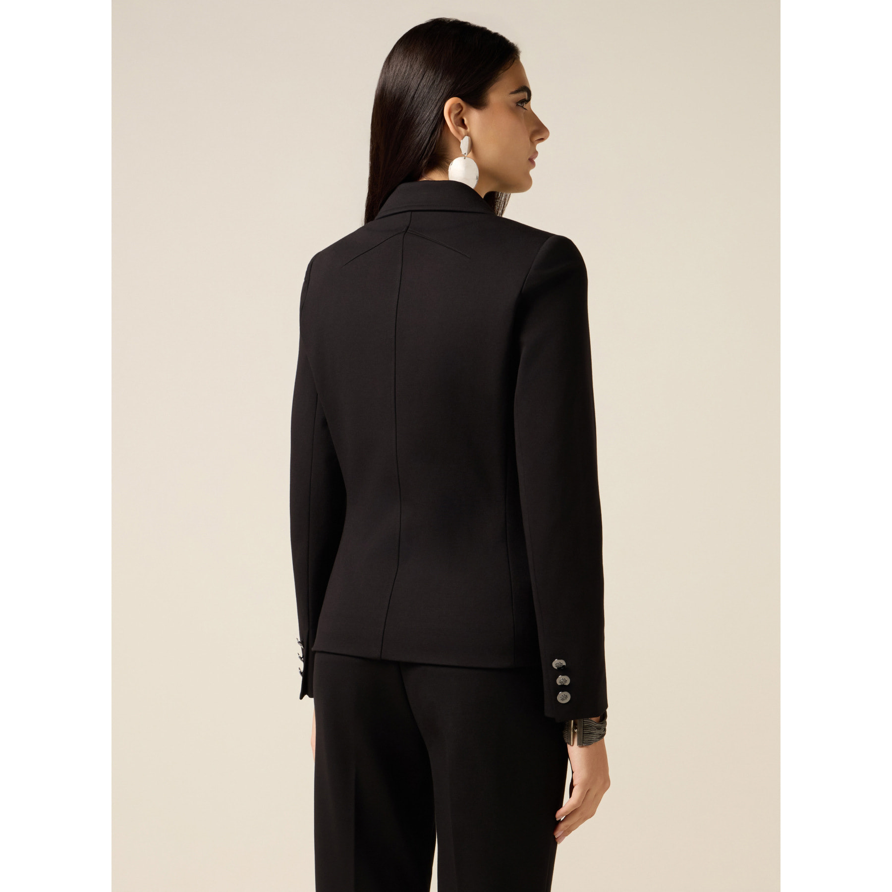 Oltre - Blazer doppiopetto in punto milano - Nero