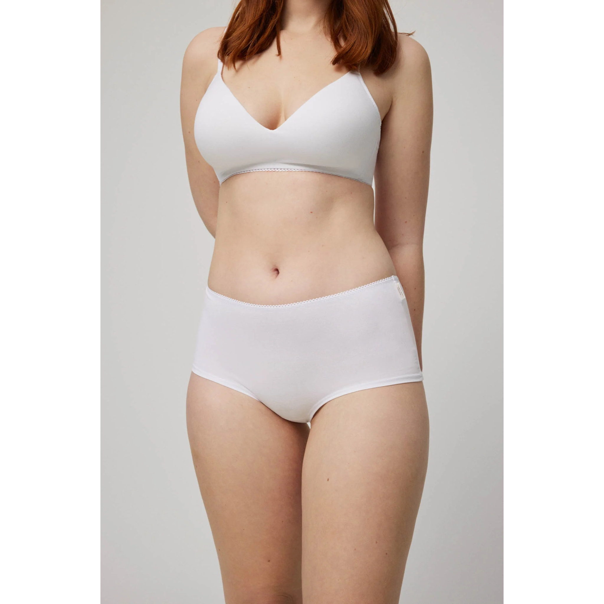 Slip bianche a vita alta in cotone biologico