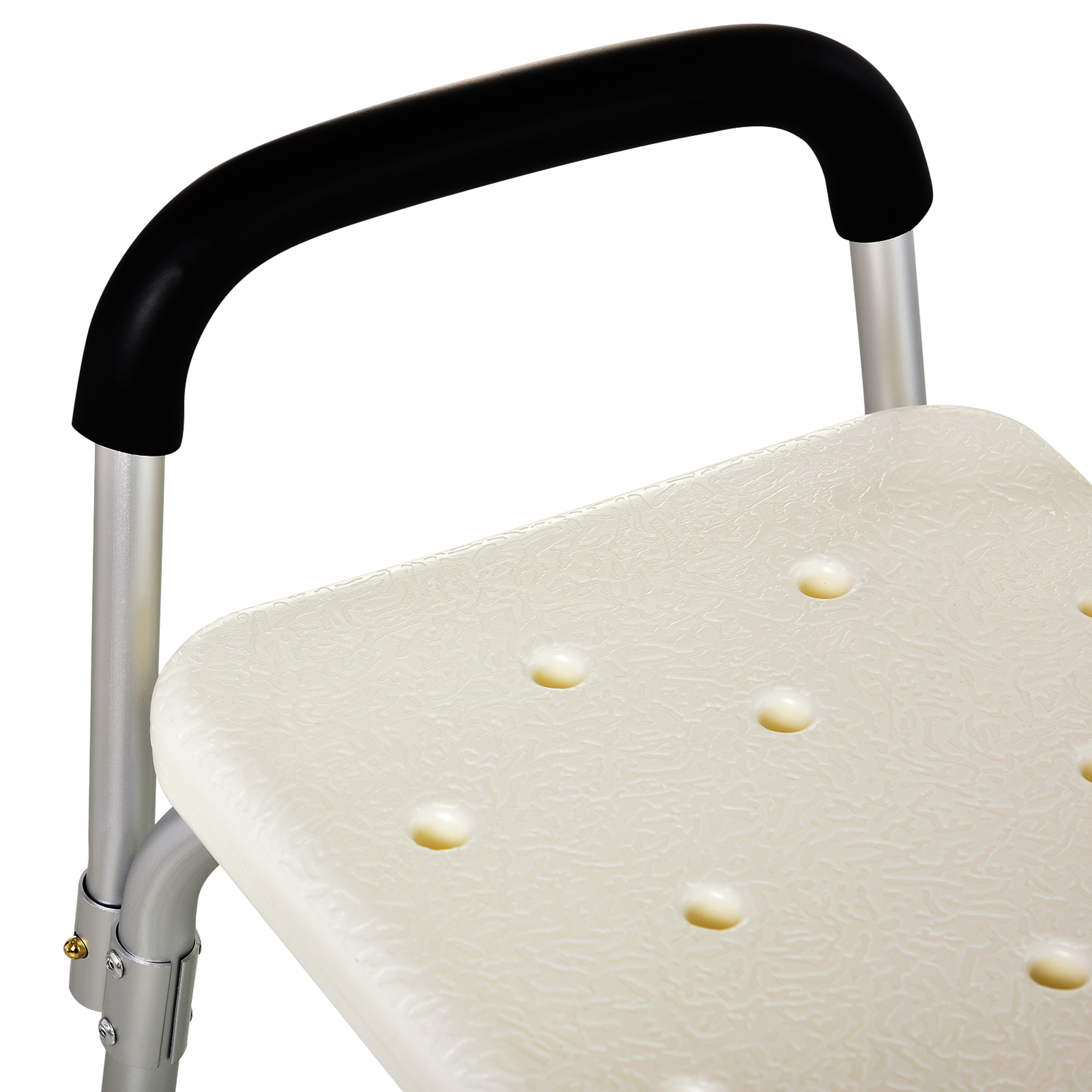 Chaise de douche siège de douche ergonomique hauteur réglable pieds antidérapants dossier accoudoirs amovibles charge max. 136 Kg alu HDPE blanc