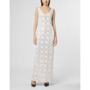PHILIPP PLEIN Long Tank Dress Rhomb Flowers Strass