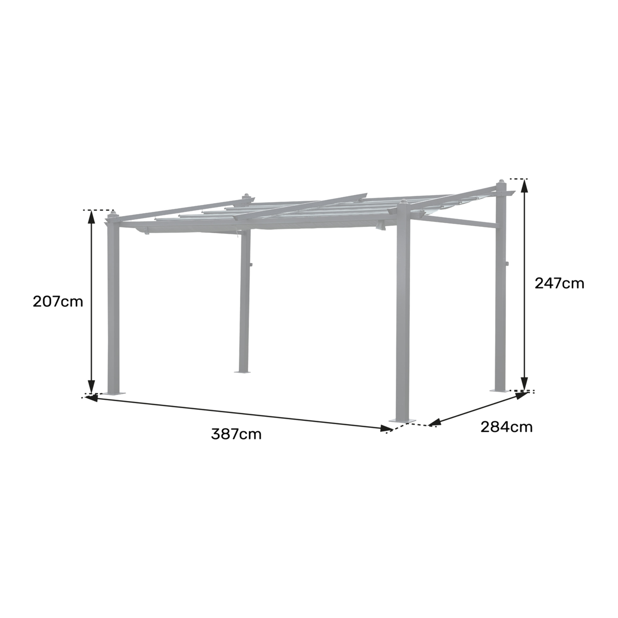 Pergola murale 3 × 4m FRÉJUS grise - structure aluminium