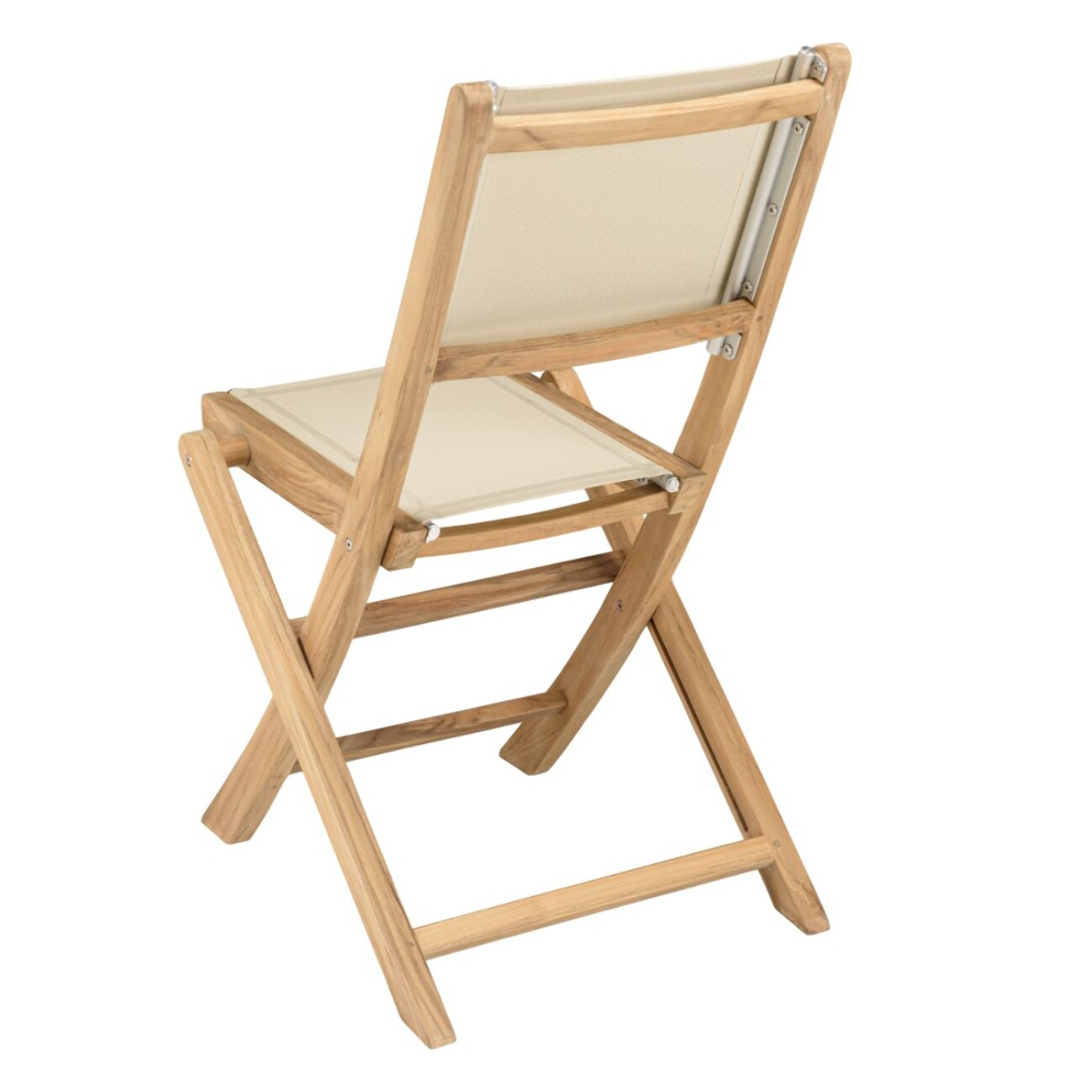 FUN - Ensemble de 2 chaises pliantes bois teck / textilène beige