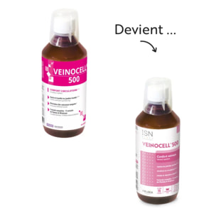 ISN - Veinocell® 500 - Complément alimentaire à base de plantes, minéraux - Vigne Rouge, Hamamélis, Mélilot - Confort circulatoire - Limite la rétention d'eau - Flacon 500ml