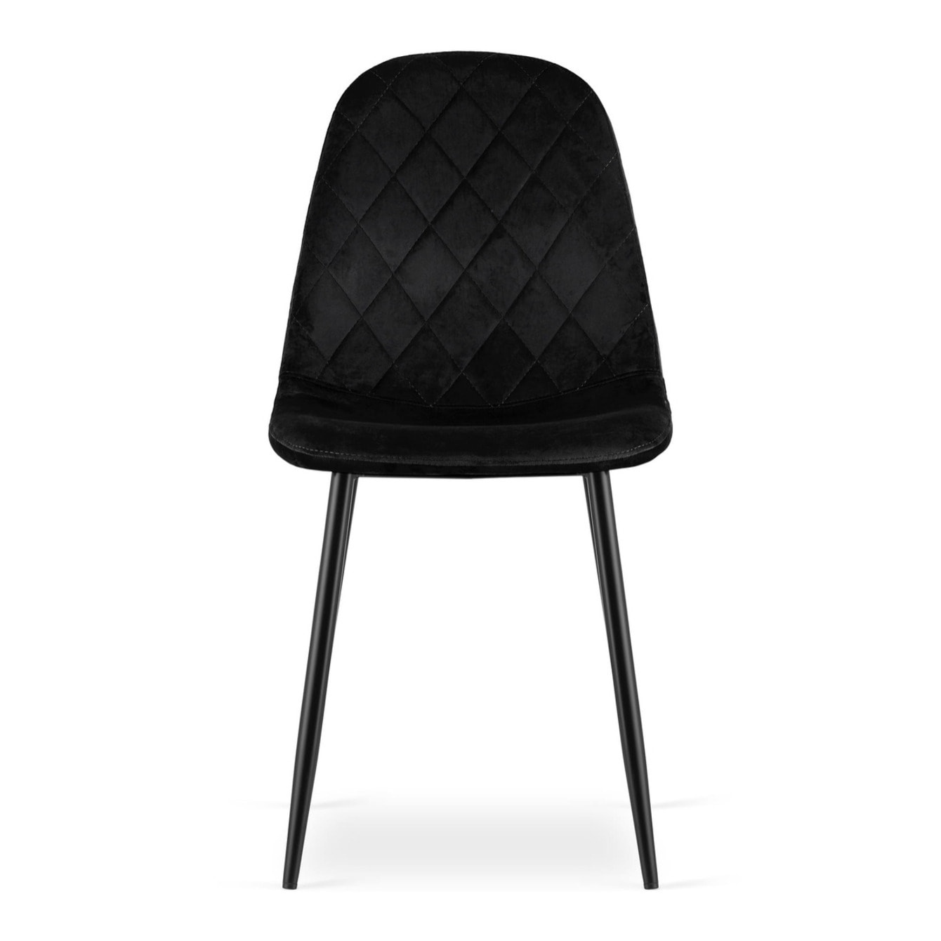 Set di 3 Sedie Asti in Velluto Nero e Metallo