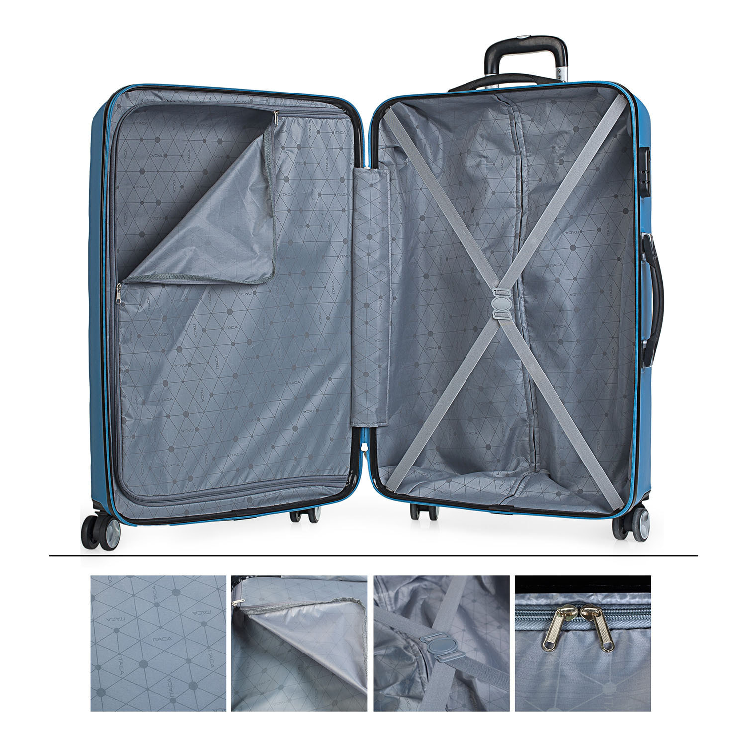 Juego De Maletas Rígidas Abs Itaca Elba Azul