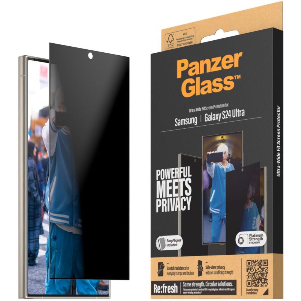 Protège écran PANZERGLASS Samsung S24 Ultra avec applicateur UWF