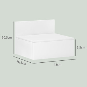 Juego de 2 Mesitas de Noche Flotantes Mesillas de Noche para Dormitorio con Cajón Mesas de Noche para Habitación Hogar 43x36,5x30,5 cm Blanco