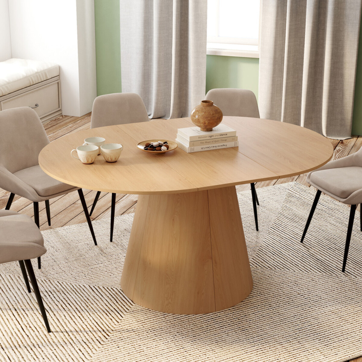 Table à manger ronde extensible Elvis bois Ø110-150cm