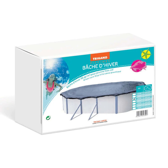 Bâche d'hivernage pour piscine ovale de 6,10 x 3,65 m à 6,50 x 4,10 m