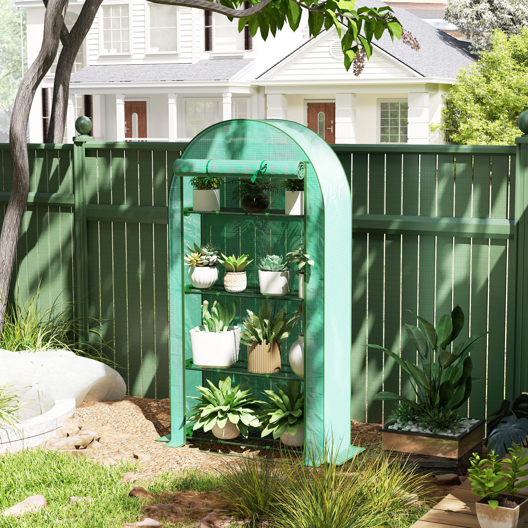 Serre de balcon jardin 4 étagères 105 x 45 x 160 cm vert