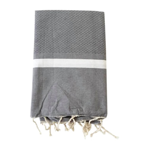 Fouta nid d'abeille traditionnelle Gris 200x200 190g/m² - Melissa Grey XL