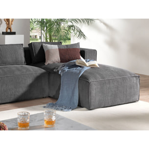 Stella - canapé d'angle droit en velours côtelé - 4 places -style contemporain - Gris foncé