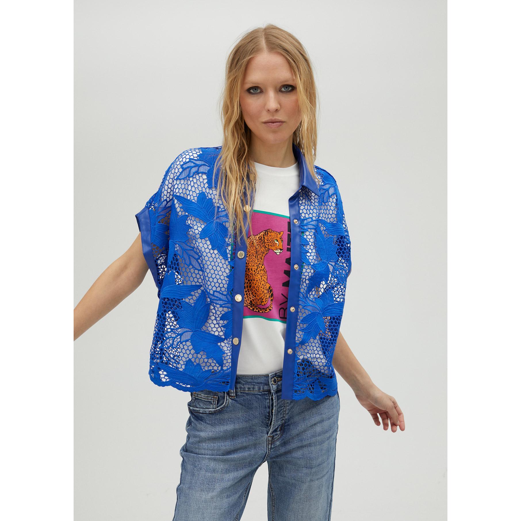 Camicia corta traforata guipure