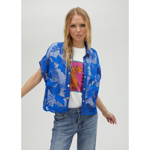 Camicia corta traforata guipure