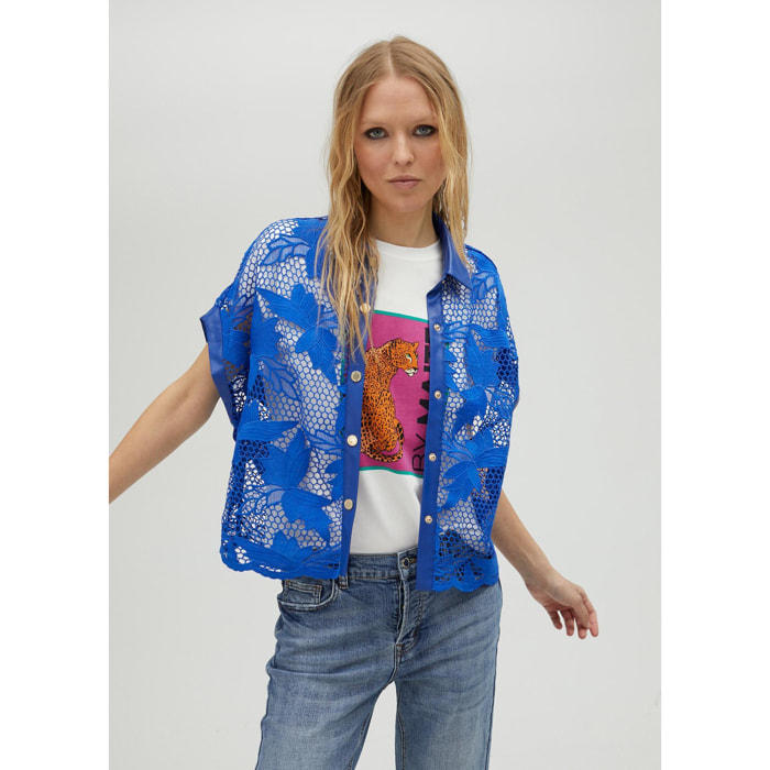 Camicia corta traforata guipure