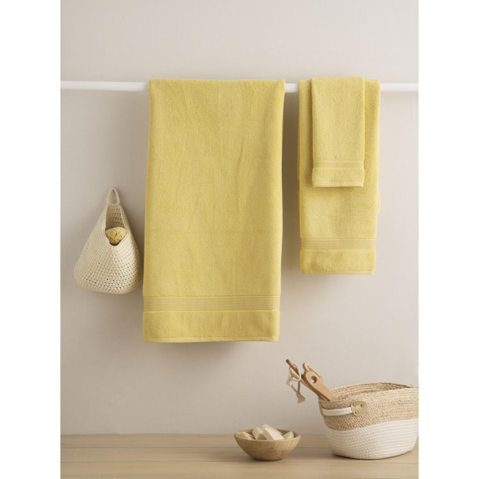 Set de 3 serviettes en coton organique 600 gr/m2 couleur Moutarde