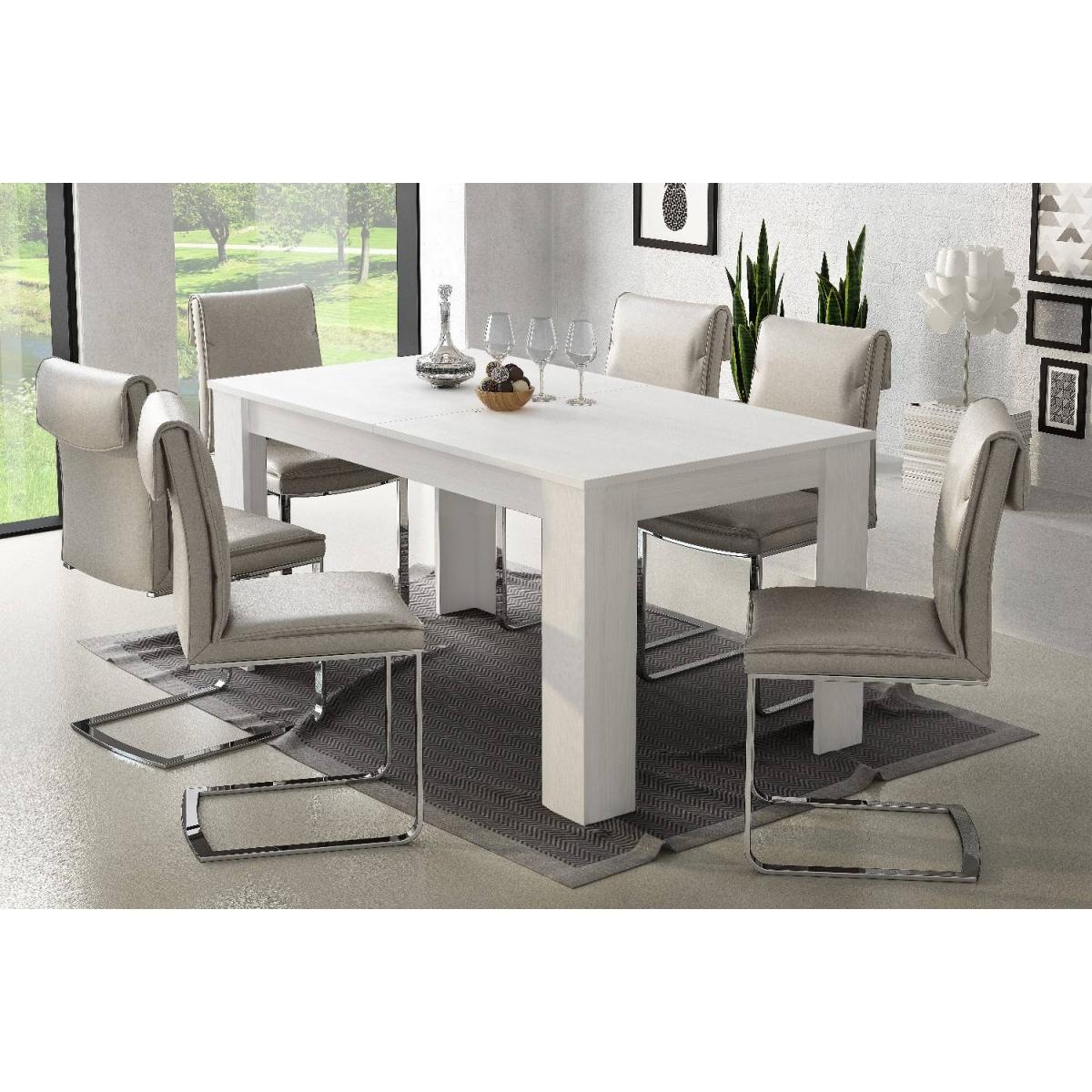 Tavolo per sala da pranzo estensibile, Consolle allungabile, Tavolo moderno con allunga, cm 160/220x88h80, colore Bianco