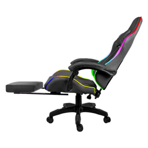 Sedia Gaming Con LED RGB Telecomando Poltrona Ufficio Scrivania Casa PC Racing Girevole Ergonomica Ecopelle Cuscino Lombare Poggiapiedi Nero