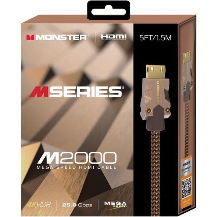 Câble HDMI MONSTERCABLE M2000 UHD 4K HDR10+ 25GBPS 1.5M