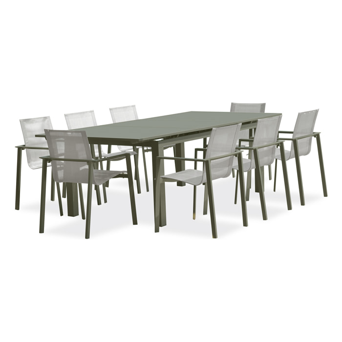 MIAMI - Ensemble repas de jardin 8 places en aluminium