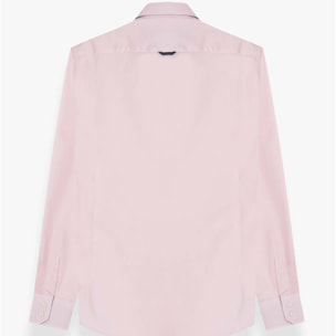 Camicia Uomo 2 Bottoni Button Down Slim Popeline Stretch Unito Rosa