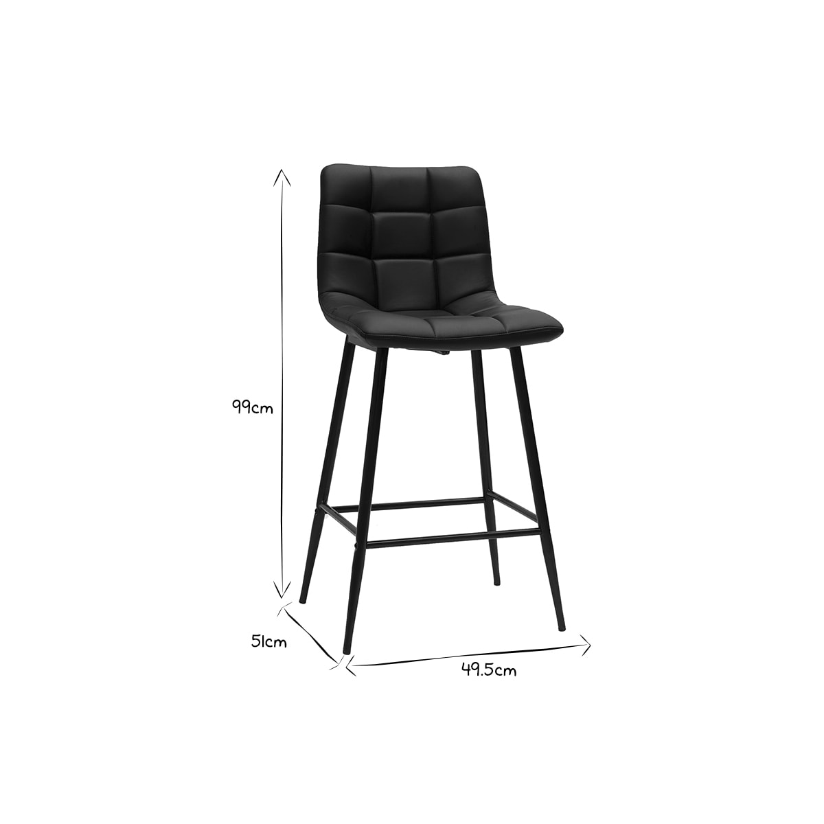 Tabourets de bar design noirs H65 cm (lot de 2) MAXWELL