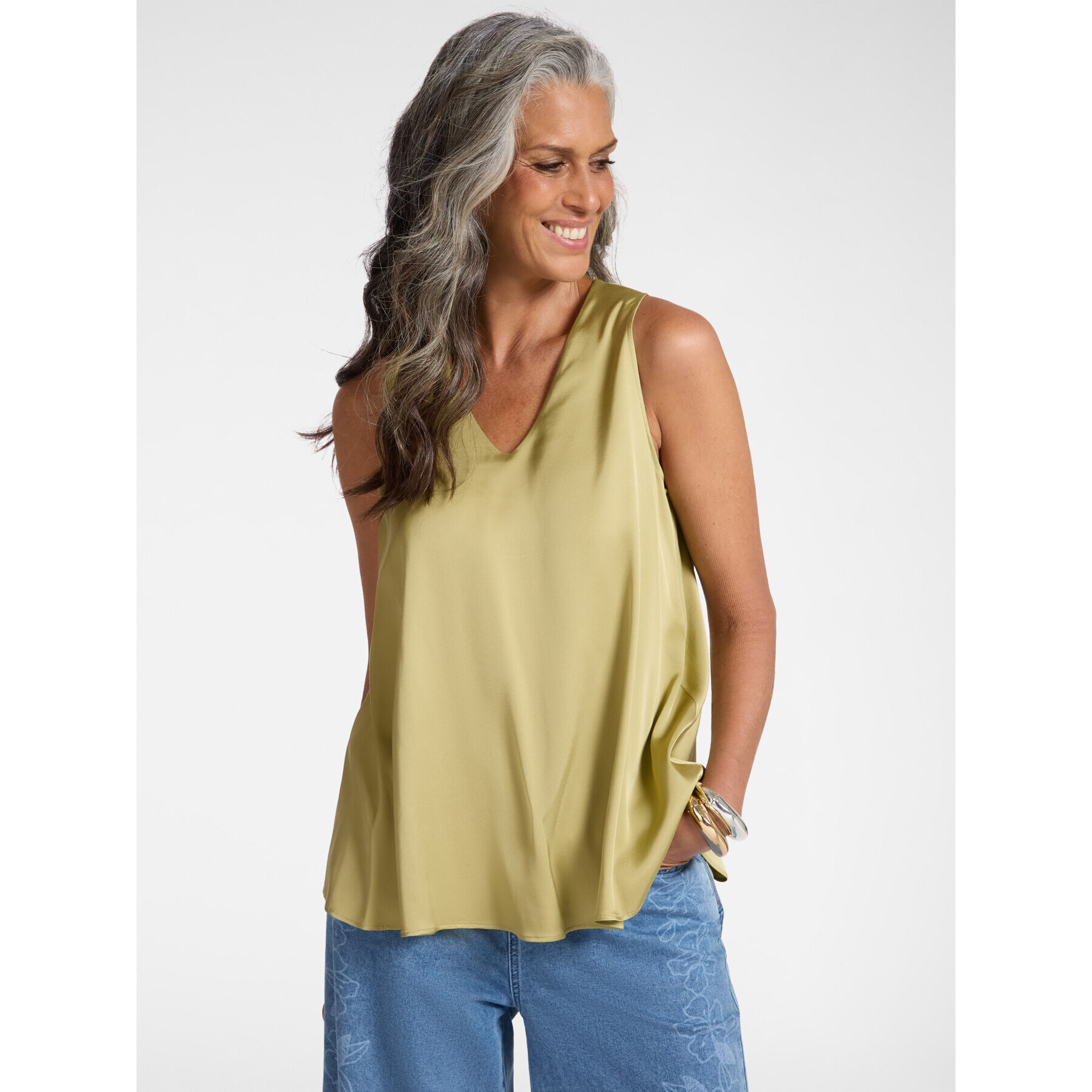 Elena Mirò - Top in raso di viscosa - Verde chiaro