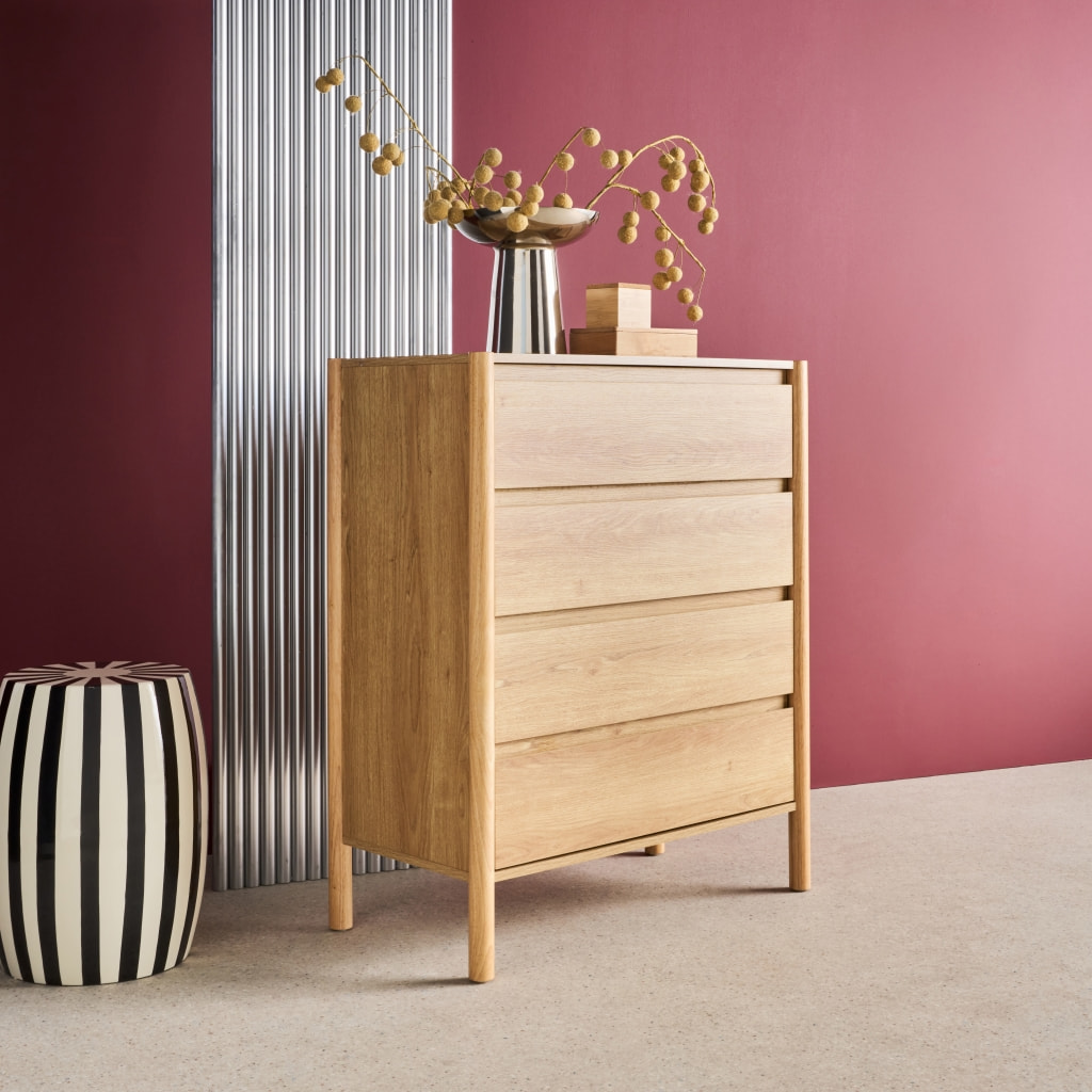 Commode décor bois 4 tiroirs  HARMONY