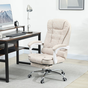 Fauteuil de bureau direction massant chauffant hauteur réglable dossier inclinable tissu beige