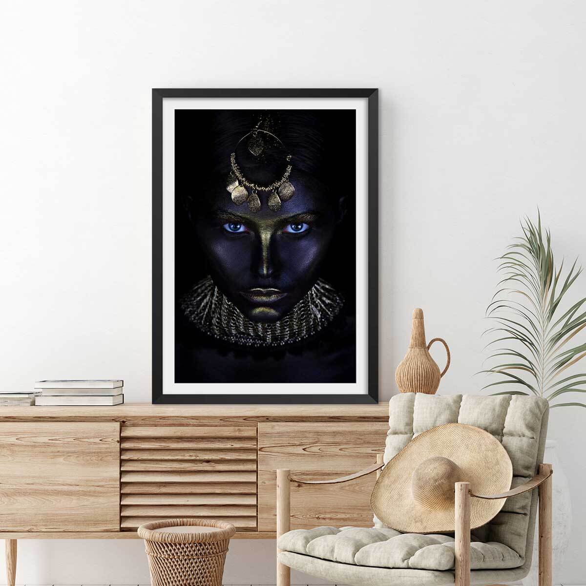 Affiche d'art gold queen Affiche + cadre en bois - Noir