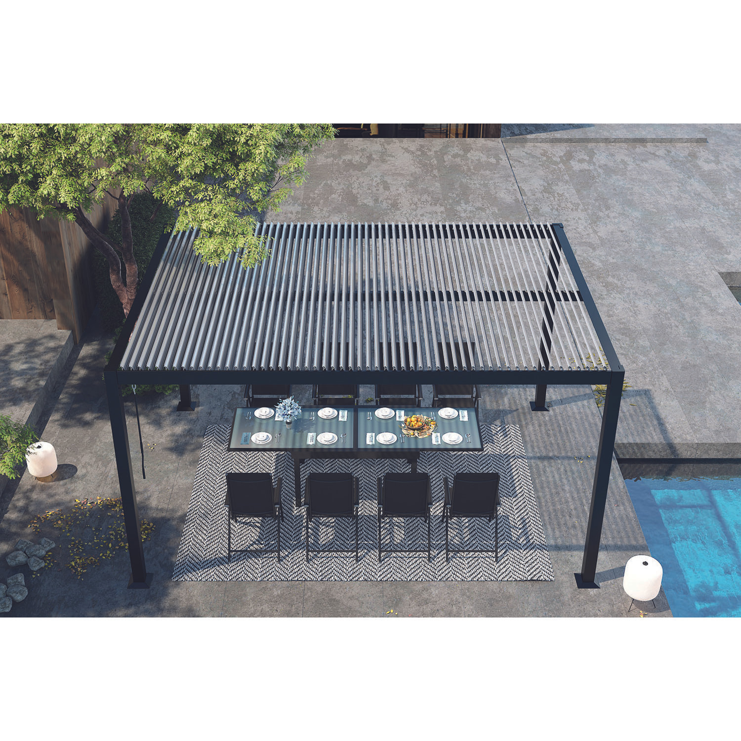 Pergola bioclimatique grise 3x4 m BONNI