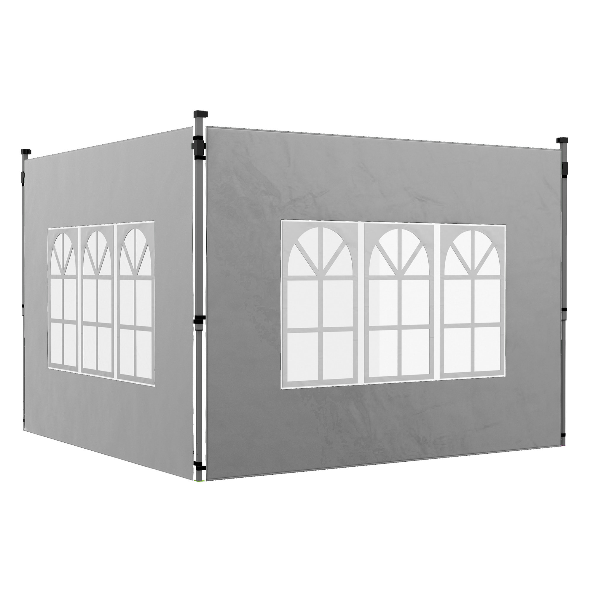 2 Paredes Laterales para Carpas de 3 x 3 / 3 x 4 m, 295x195 cm, Paredes Laterales de Repuesto para Cenador de Tela Oxford con Ventana, para Jardín, Exteriores, Fiestas, Gris Claro