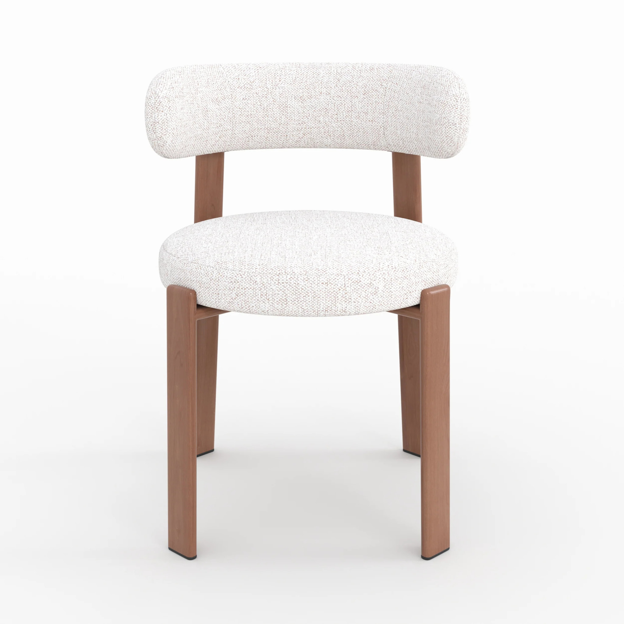 Lot de 2 chaises en tissu texturé blanc cassé, pieds en métal - Aura