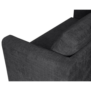 Marilia - Canapé 2 places convertible déplimousse en velours texturé - Gris foncé
