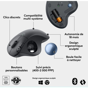 Souris sans fil LOGITECH Ergo M575S Graphite