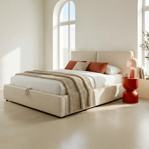 Lit coffre avec tête de lit en velours côtelé - ARNO