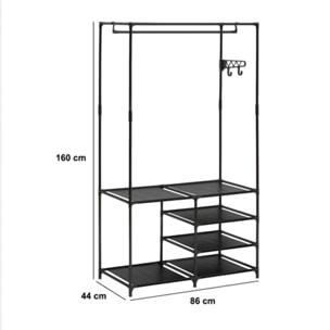 Portant à vêtements "Intissa" 4 niveaux en métal noir H160cm