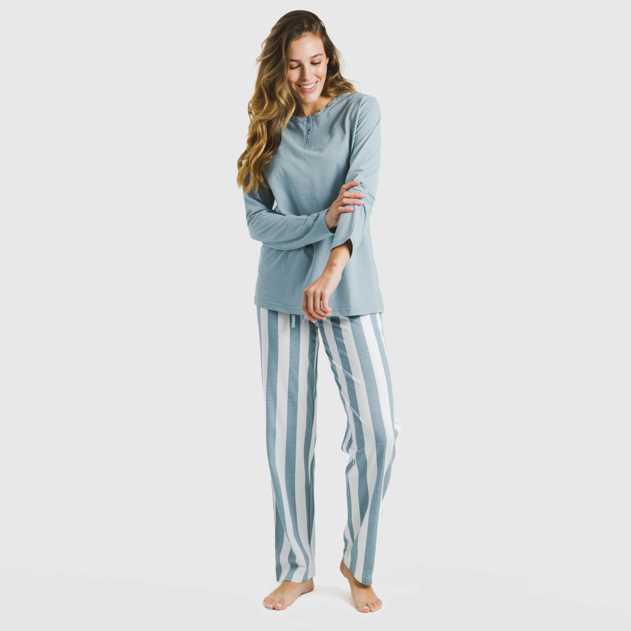 Pijama largo algodón Raya Elvis Indigo