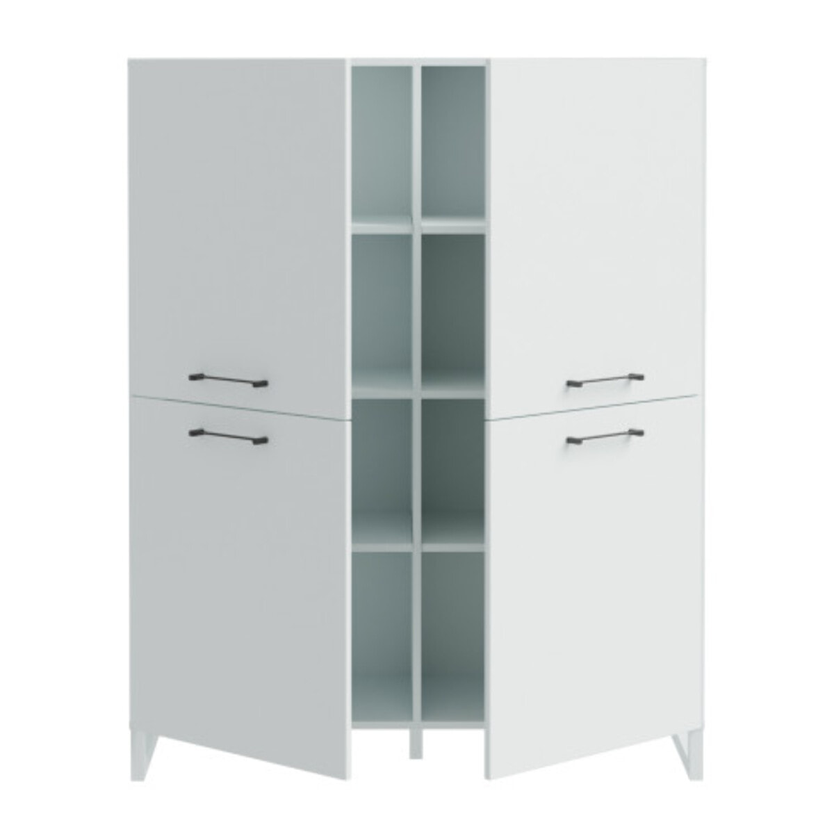 Armoirette H138 cm 8 niches 4 portes soft close gris clair mat - BASIL