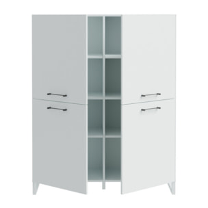 Armoirette H138 cm 8 niches 4 portes soft close gris clair mat - BASIL