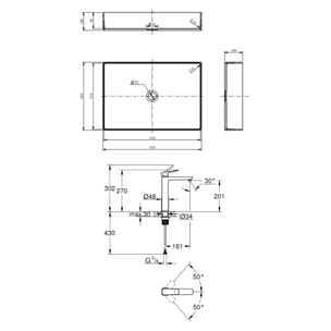 Vasque à poser acier inoxydable 304 55x38x10 cm Ceramia avec bonde + mitigeur lavabo Grohe Dice (TMLBCR1018920000)