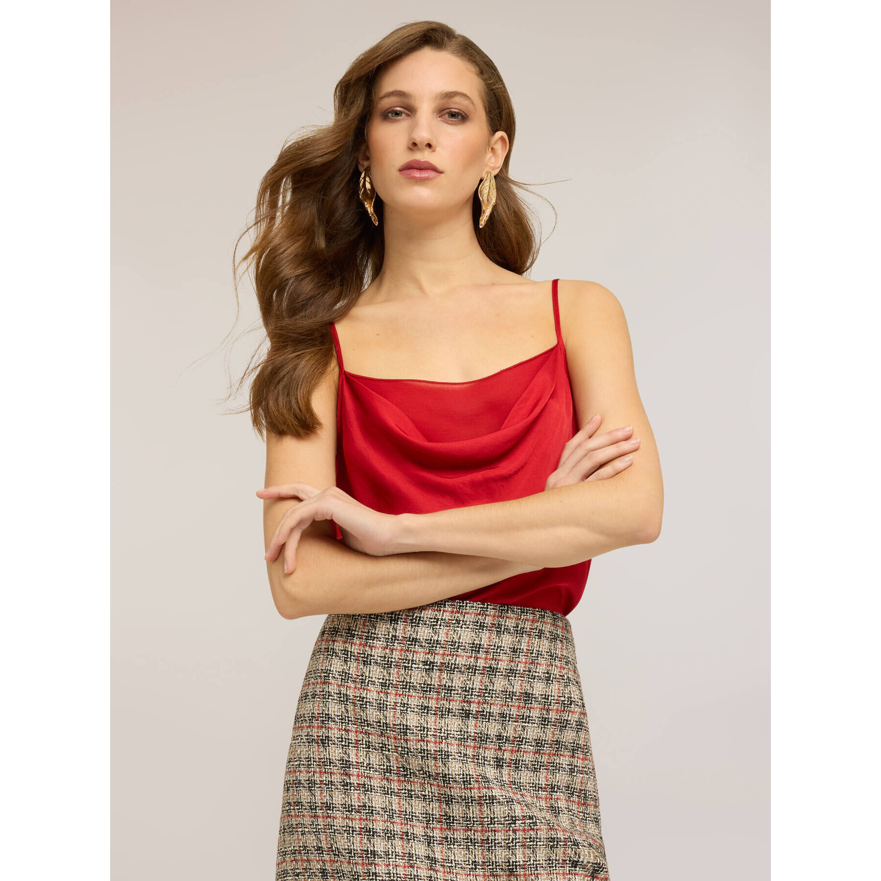 Motivi - Top in raso con drappeggio - Rosso