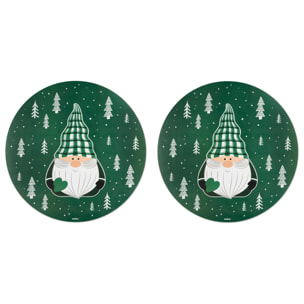 Set 2 tovagliette tonde Excelsa – Green Winter, Polipropilene verde