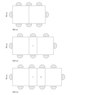 Tavolo allungabile AMALFI in legno grigio cemento e gambe a X antracite, allungabile 180x90 cm - 260x90 cm