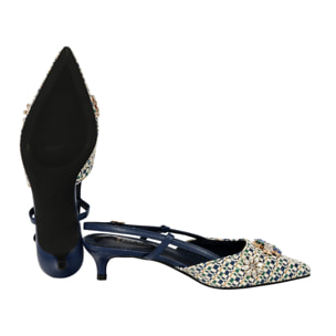 Decolletè con applicazione gioiello- tacco 4,5 cm