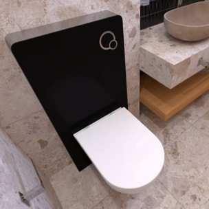 Glass bâti-support pour WC suspendu, hauteur 100,3 cm, double chasse 3/6 L, noir (SATAMGBL-FR)