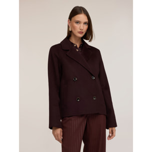 Motivi - Cappotto corto doppiopetto misto lana - Marrone