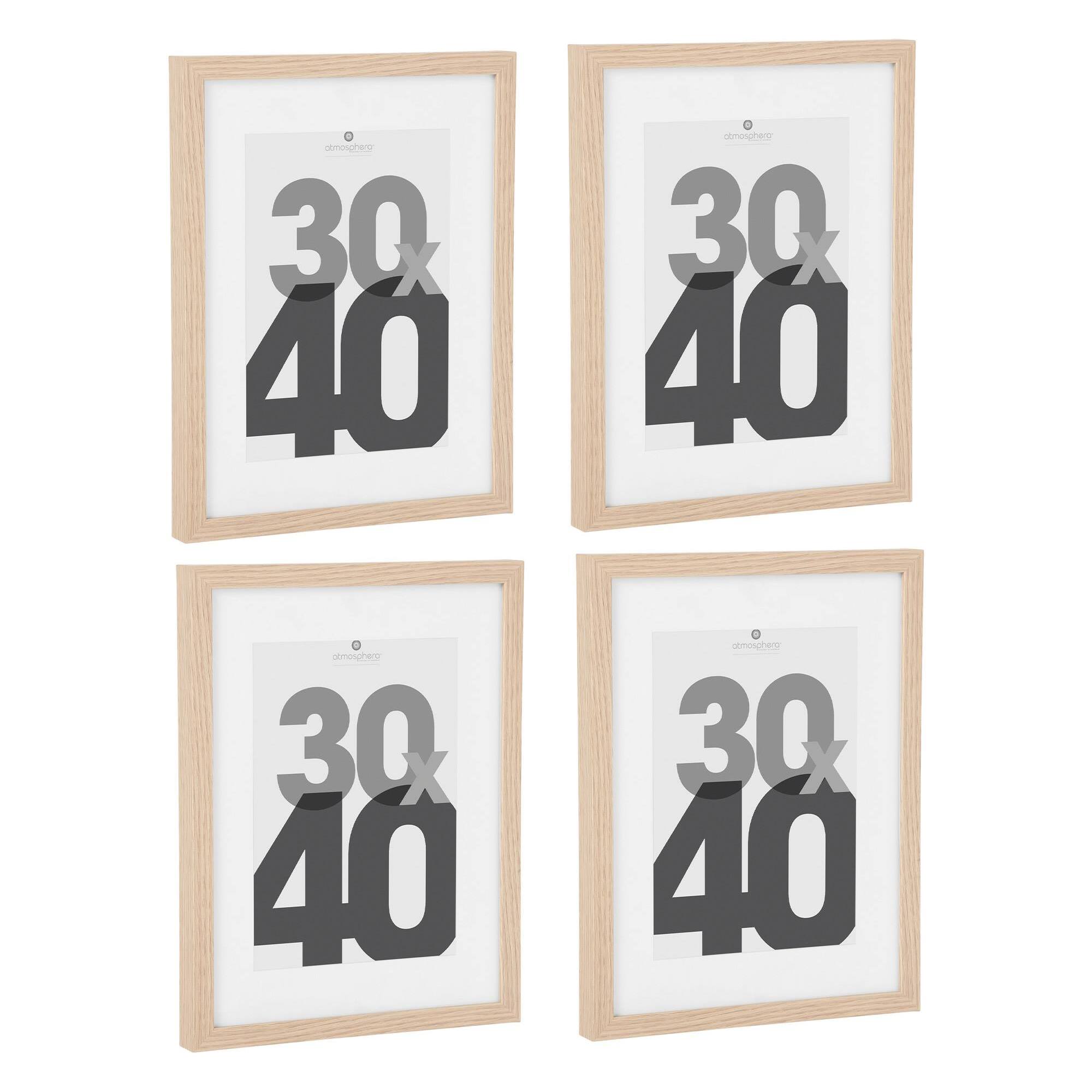 Juego de 4 Marcos para fotos de 30x40cm color Natural 33,2x3,6x43,2cm