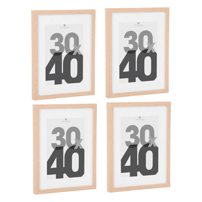 Juego de 4 Marcos para fotos de 30x40cm color Natural 33,2x3,6x43,2cm